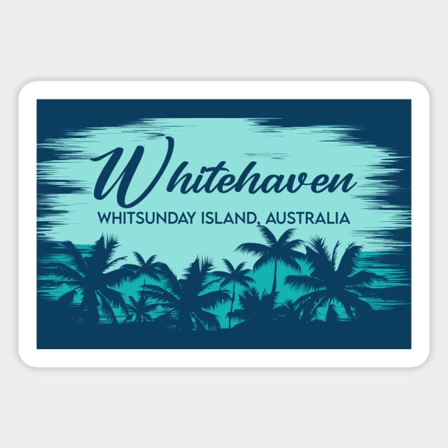 Whitehaven Beach Whitsunday Island, Australia Retro Beach Landscape Magnet by Now Boarding